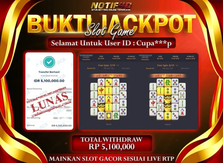 Jackpot Mahjong Ways 2 NOTIF4D – 17 Juni 2025: Rp 5.100.000 Langsung Cair!