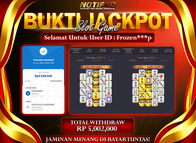 Jackpot Mahjong Ways 2 NOTIF4D – 28 Juni 2025: Rp 5,002,000 Langsung Cair!