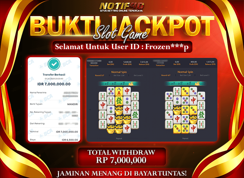 Jackpot Mahjong Ways 2 NOTIF4D – 01 July: Rp 7,000,000 Langsung Cair!