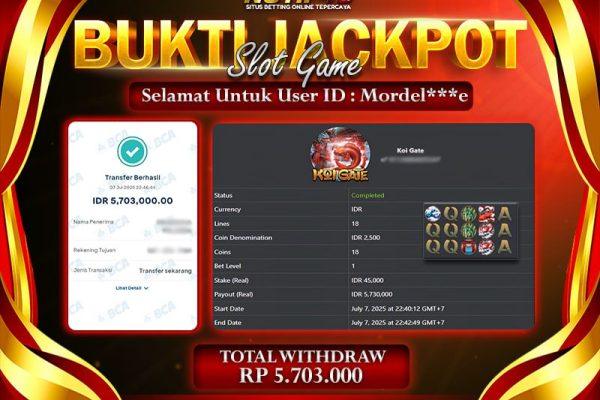 Jackpot Koi Gate NOTIF4D – 07 July: Rp 5,703,000 Langsung Cair!