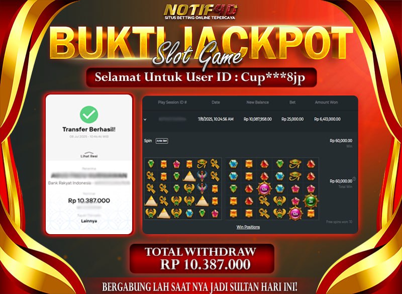 Jackpot Pyramid Bonanza 1000 NOTIF4D – 08 July: Rp 10,387,00 Langsung Cair!