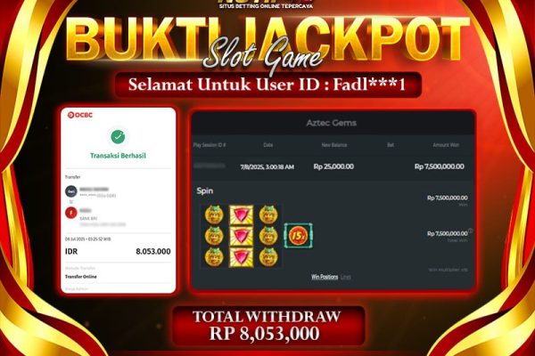 Jackpot Aztec Gems1000 NOTIF4D – 07 July: Rp 8,053,000 Langsung Cair!