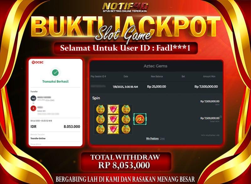 Jackpot Aztec Gems1000 NOTIF4D – 07 July: Rp 8,053,000 Langsung Cair!
