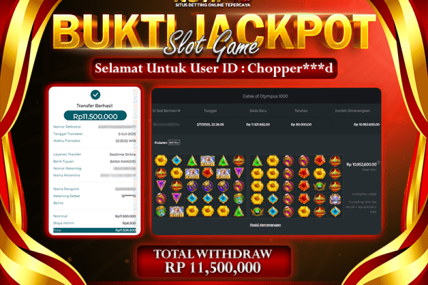 Jackpot Gates of Olympus 1000 NOTIF4D – 02 July: Rp 11,500,000 Langsung Cair!