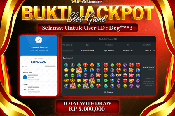 Jackpot Starlight Princess 1000 NOTIF4D – 20 July: Rp 5,000,000 Langsung Cair!