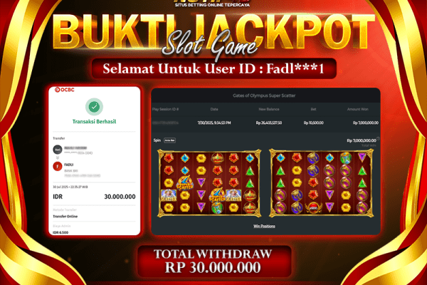 Jackpot Gates of Olympus Super Scatter – 30 July: Rp 30,000,000 Langsung Cair!