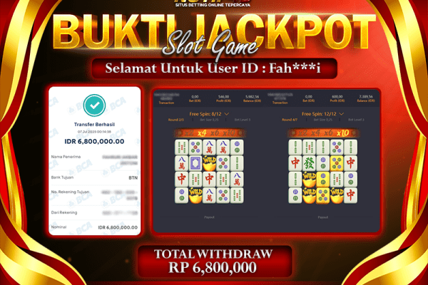 Jackpot Mahjong Ways NOTIF4D – 07 July: Rp 6,800,000 Langsung Cair!