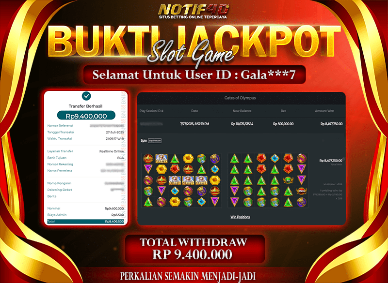 Jackpot Slot Gates of Olympus – 27 July: Rp 9,400,000 Langsung Cair!