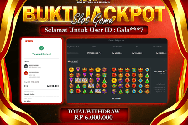 Jackpot Slot Gates of Olympus – 27 July: Rp 6,000,000 Langsung Cair!