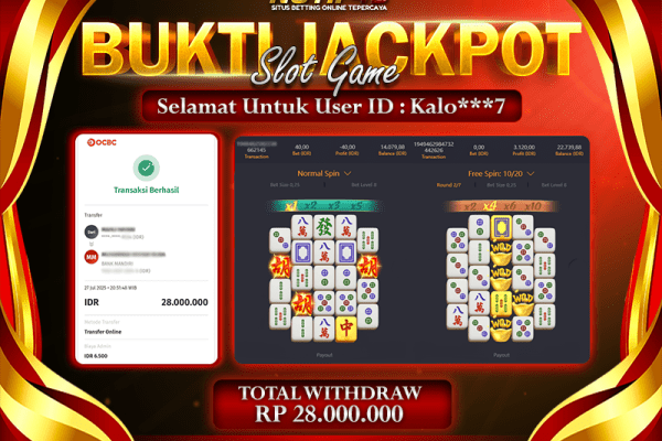 Jackpot Slot Mahjong Ways 2 – 27 July: Rp 28,000,000 Langsung Cair!