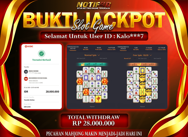 Jackpot Slot Mahjong Ways 2 – 27 July: Rp 28,000,000 Langsung Cair!