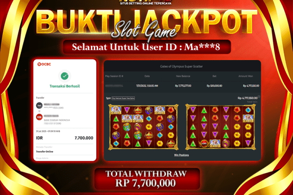 Jackpot Gates of Olympus Super Scatter – 31 July: Rp 7,700,000 Langsung Cair!