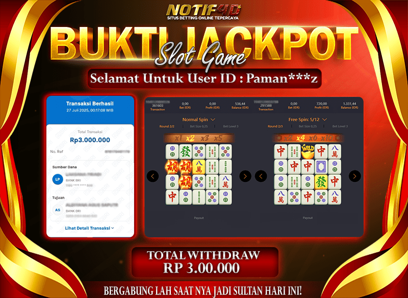 Jackpot Slot Mahjong Ways – 27 July: Rp 3,000,000 Langsung Cair!