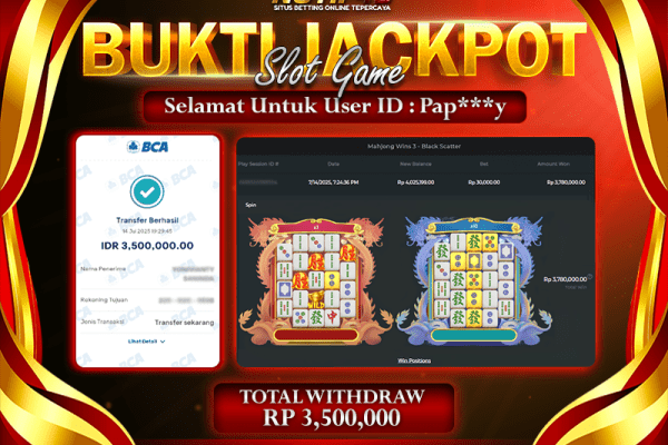 Jackpot Mahjong Wins 3 - Black Scatter NOTIF4D – 14 July: Rp 3,500,000 Langsung Cair!