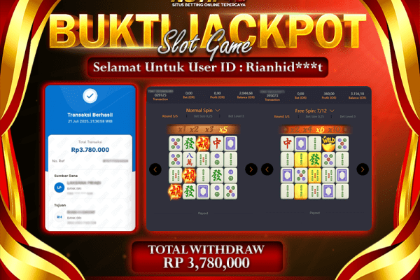 Jackpot Mahjong Ways NOTIF4D – 21 July: Rp 3,780,000 Langsung Cair!
