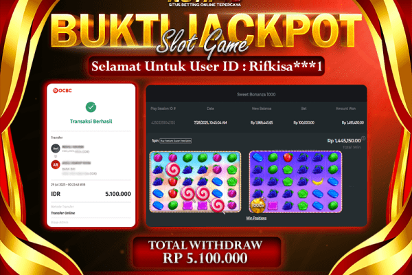Jackpot Slot Sweet Bonanza 1000 – 29 July: Rp 5,100,000 Langsung Cair!