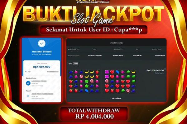 Jackpot Sweet Bonanza Member NOTIF4D – 11 July: Rp 4,004,000Langsung Cair! Jackpot Sweet Bonanza Member NOTIF4D – 11 July: Rp 4,004,000Langsung Cair!