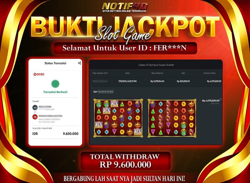 Jackpot Gates Of Olympus Scatter NOTIF4D – 16 July: Rp 9,600,000 Langsung Cair!
