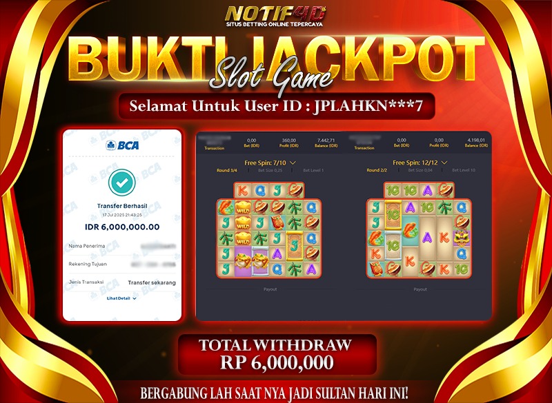 Jackpot Cai Shen Wins NOTIF4D – 17 July: Rp 6,000,000 Langsung Cair!