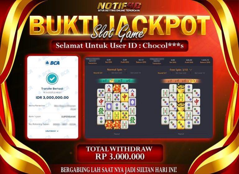 Jackpot Mahjong Ways NOTIF4D – 18 July: Rp 3,000,000 Langsung Cair!