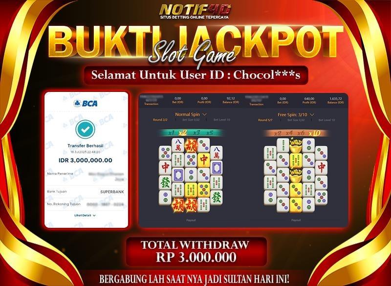 Jackpot Mahjong Ways NOTIF4D – 18 July: Rp 3,000,000 Langsung Cair!