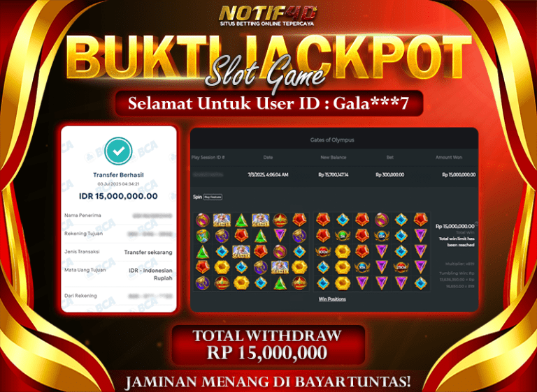 Jackpot Gates of Olympus NOTIF4D – 03 July: Rp 15,000,000 Langsung Cair!