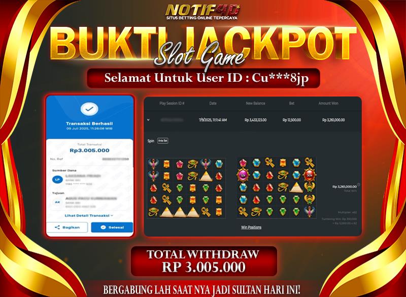 Jackpot Pyramid Bonanza NOTIF4D – 09 July: Rp 3,005,000 Langsung Cair!