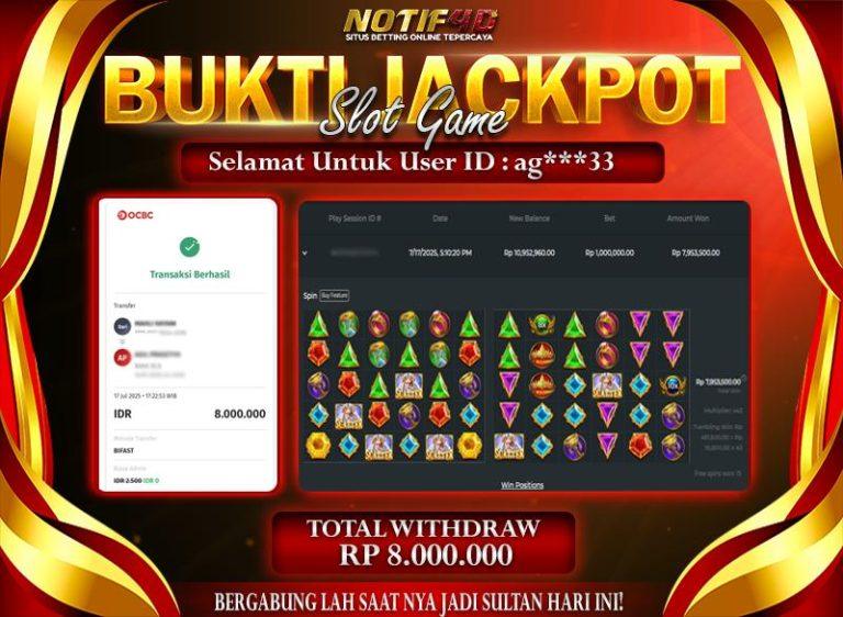 Jackpot Gates of Olympus 1000 NOTIF4D – 17 July: Rp 8,000,000 Langsung Cair!