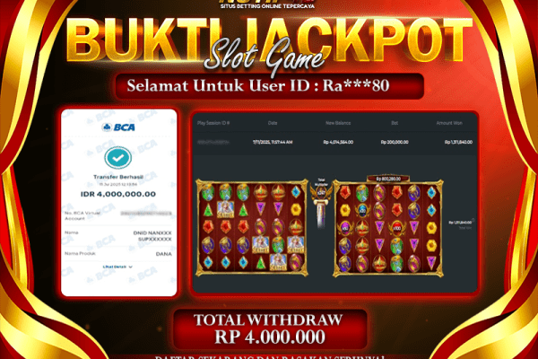 Jackpot Gates of Olympus Super Scatter NOTIF4D – 11 July: Rp 4,000,000 Langsung Cair!