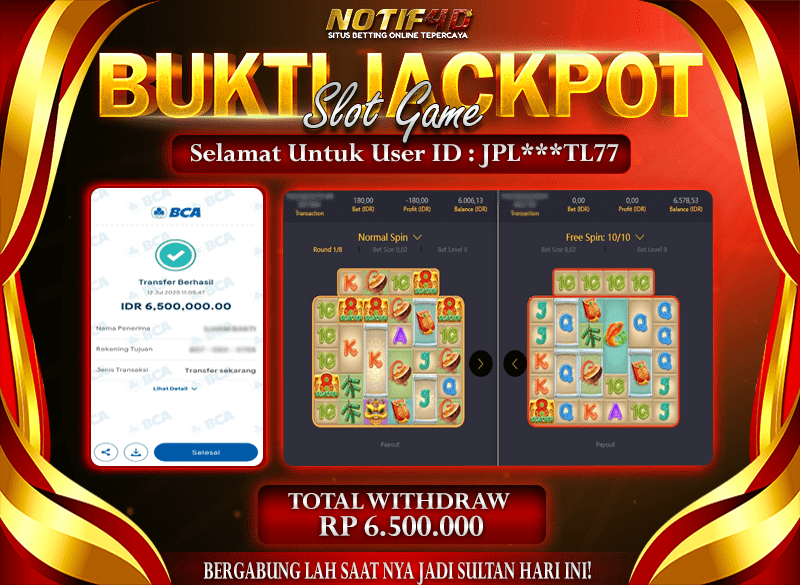 Jackpot Cai Shen Wins NOTIF4D – 12 July: Rp 6,500,000 Langsung Cair!
