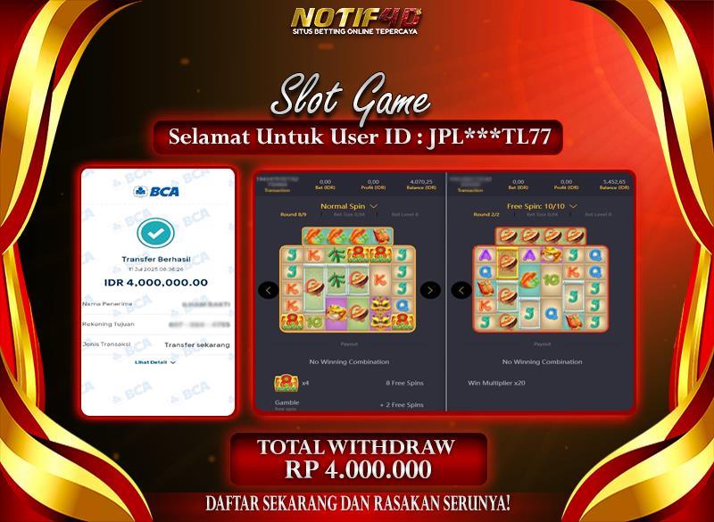 Jackpot Cai Shen Wins NOTIF4D – 11 July: Rp 4,000,000 Langsung Cair!