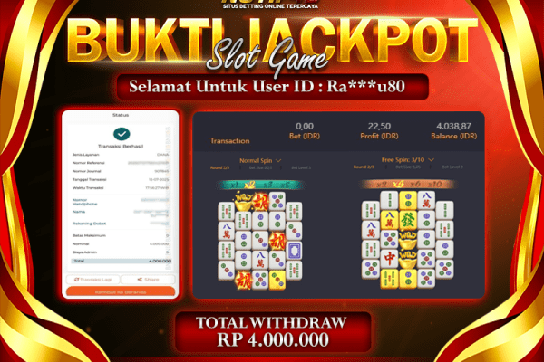 Jackpot Mahjong Ways 2 NOTIF4D – 12 July: Rp 4,000,000 Langsung Cair! Jackpot Mahjong Ways 2 NOTIF4D – 12 July: Rp 4,000,000 Langsung Cair!