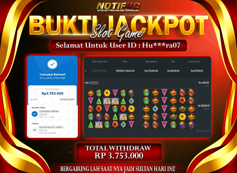 Jackpot Gates of Olympus 1000 NOTIF4D – 20 July: Rp 3,753,000 Langsung Cair!
