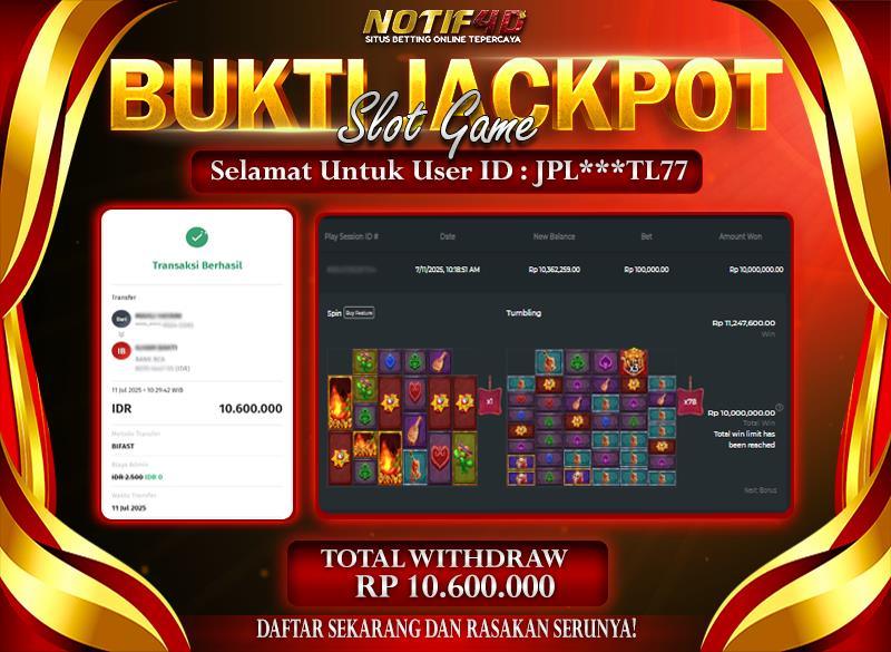 Jackpot Muertos Multiplier Megaways NOTIF4D – 11 July: Rp 10,600,000 Langsung Cair!