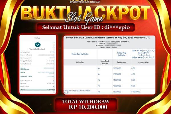 Jackpot Live Casino - Sweet Bonanza CandyLand NOTIF4D – 30 Agustus : Rp 10,200,000 Langsung Cair!