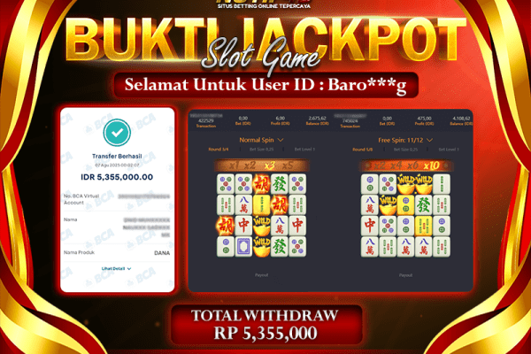 Jackpot Slot Mahjong Ways – 07 Agustus 2025 : Rp 5,355,000 Langsung Cair!