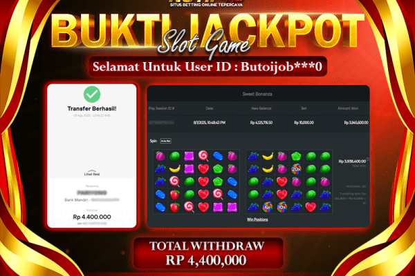 Jackpot Slot Sweet Bonanza – 02 Agustus 2025 : Rp 4,400,000 Langsung Cair!