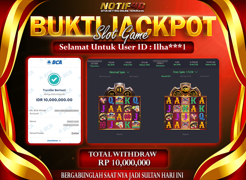 Jackpot Slot Wild Bandito – 04 Agustus 2025 : Rp 10,000,000 Langsung Cair!