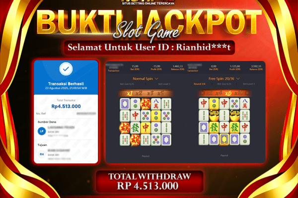 Jackpot Mahjong Ways NOTIF4D – 23 Agustus : Rp 4,513,000 Langsung Cair!