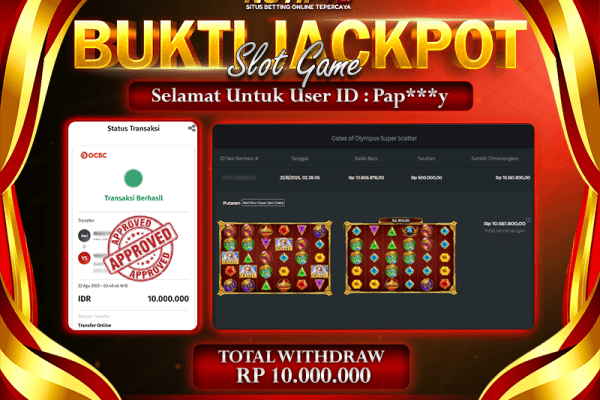 Jackpot Gates of Olympus Super Scatter NOTIF4D – 22 Agustus : Rp 10,000,000 Langsung Cair!