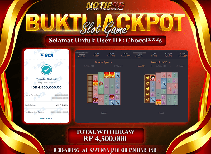 Jackpot Slot Geisha's Revenge NOTIF4D – 11 Agustus : Rp 4,500,000 Langsung Cair!