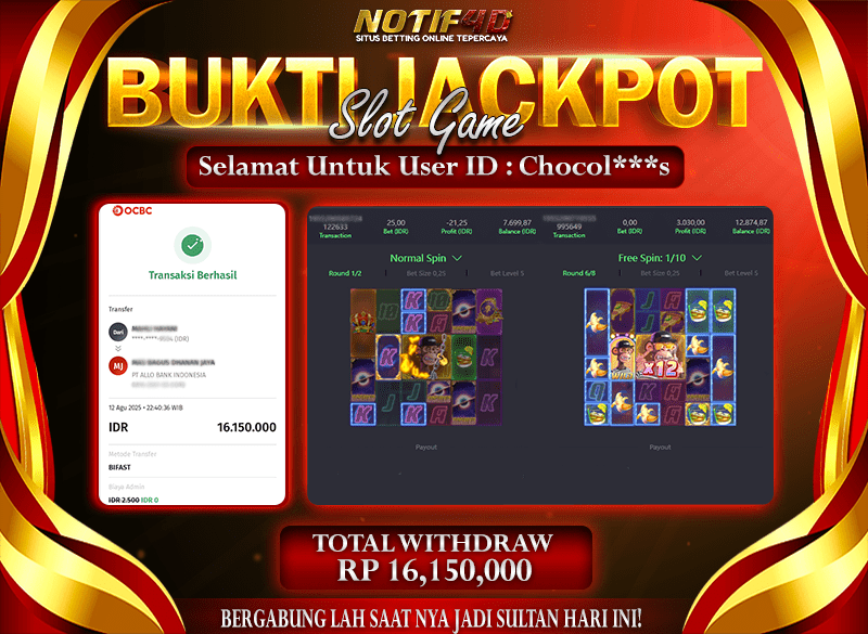 Jackpot Slot Wild Ape #3258 NOTIF4D – 12 Agustus : Rp 16,150,000 Langsung Cair!