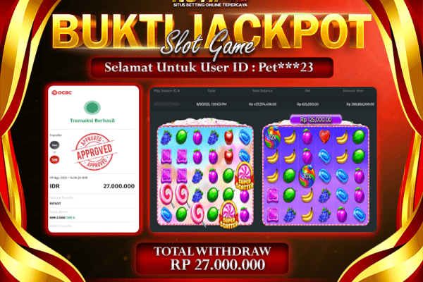 Jackpot Sweet Bonanza Super Scatter NOTIF4D – 09 Agustus : Rp 27,000,000 Langsung Cair!