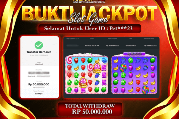 Jackpot Sweet Bonanza Super Scatter NOTIF4D – 10 Agustus : Rp 50,000,000 Langsung Cair!