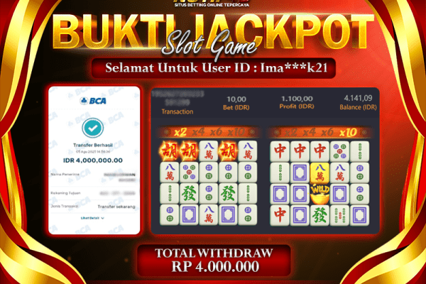 Jackpot Mahjong Ways NOTIF4D – 05 Agustus : Rp 4,000,000 Langsung Cair!