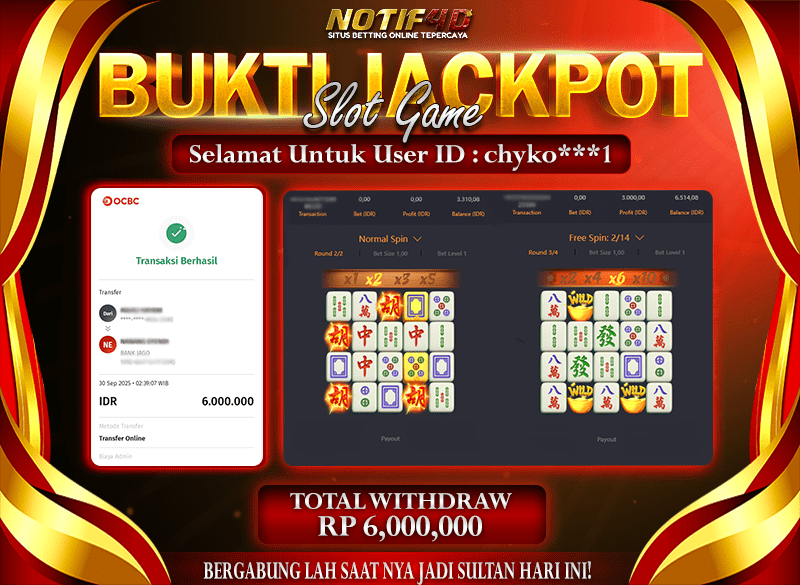 Jackpot Mahjong Ways NOTIF4D – 30 September 2005 : Rp 6,000,000 Langsung Cair!