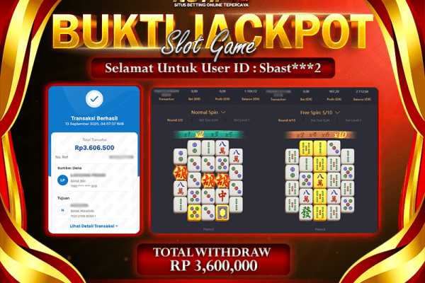 Jackpot Mahjong-ways NOTIF4D – 13 September : Rp 3,600,000 Langsung Cair!