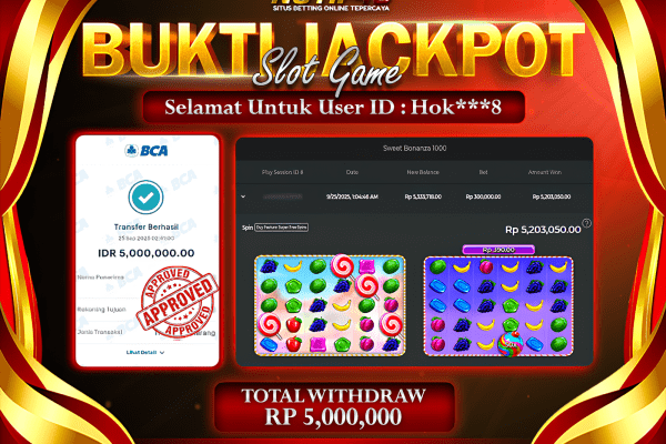 Jackpot Sweet Bonanza 1000 NOTIF4D – 25 September : Rp 5,000,000 Langsung Cair!