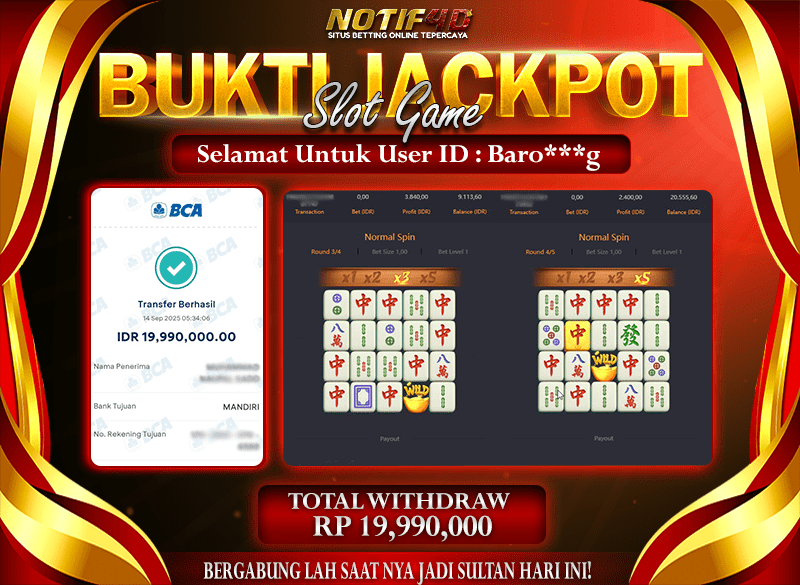 Jackpot Mahjong-ways NOTIF4D – 14 September : Rp 19,990,000 Langsung Cair!
