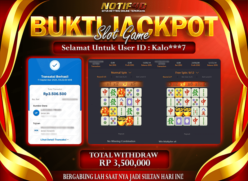 Jackpot Mahjong-ways NOTIF4D – 11 September : Rp 3,500,000 Langsung Cair!